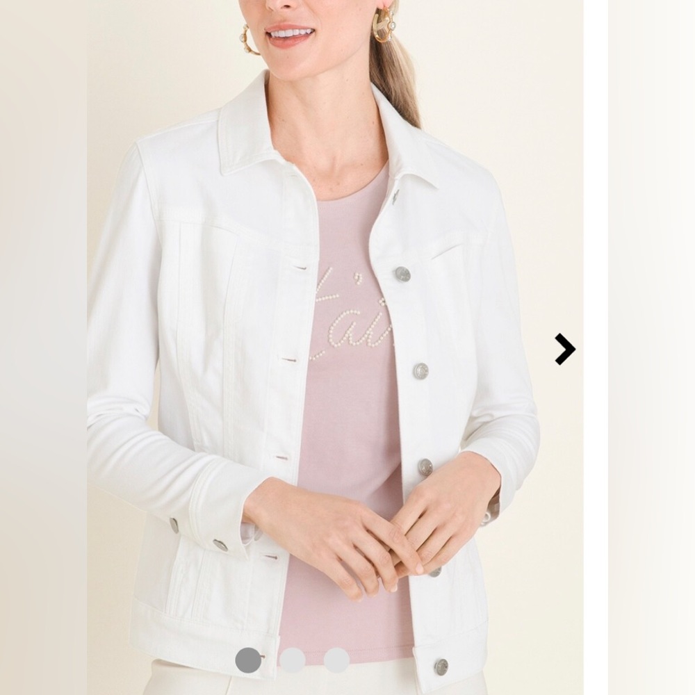 Chico’s No Stain White Stretch Denim Jacket Size 2- Large